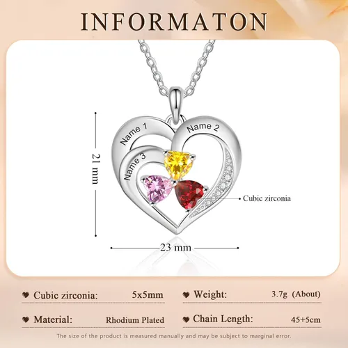Vista 6 de Jeweidea Collar con colgante de piedra natal y nombre personalizado para mujer, regalo de joyería personalizado para mamá, esposa