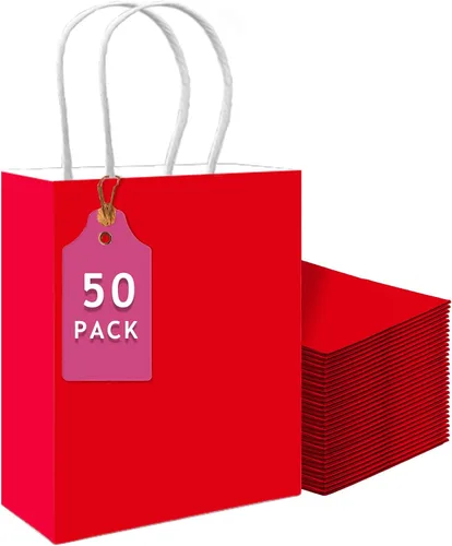 Vista 22 de qiqee Paquete de 50 bolsas de regalo de papel negro con asas a granel 13"x10.3"x4.6" bolsas de favor para fiestas de tamaño grande múltiples usos