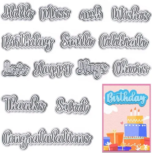 Vista 4 de Threetols 18 piezas de Halloween Words Thinlits Die Halloween Bat Word Relieve Metal Troquel Troquel de acero al carbono troquelado troquelado