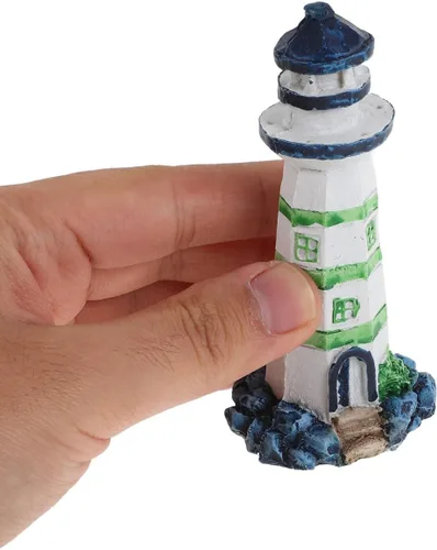 Vista 6 de POPETPOP Adorno de faro de acuario, mini faro de resina, micro paisaje para decoración de peceras, océano mar, playa, fiesta, decoración de jardín