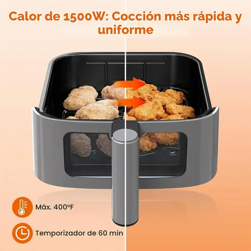 Vista 3 de Freidora de aire de 4 cuartos de galón, freidora de aire compacta con luz interior y ventana de fácil visión, 8 ajustes preestablecidos de cocción