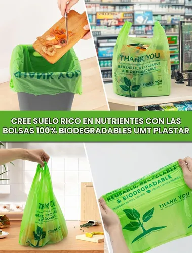 Vista 5 de UMT Plastar 500 bolsas biodegradables para camisetas, 11.5 x 6.25 x 21