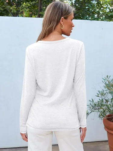 Vista 4 de SUNBS Paquete de 3 camisas de manga larga para mujer, ajuste holgado, ropa de otoño, ropa de moda 2025, camisetas básicas de entrenamiento, trajes