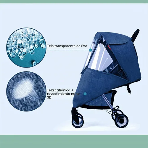 Vista 3 de Protector contra el Clima Frío para Cochecito de Bebé Escudo de Invierno Universal Resistente al Viento Cubierta de Lluvia para Cochecito Protección