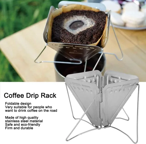 Vista 5 de Gotero de café plegable, estante de goteo de café de acero inoxidable portátil para estufa de café gotero de café, filtro de filtro para viajes