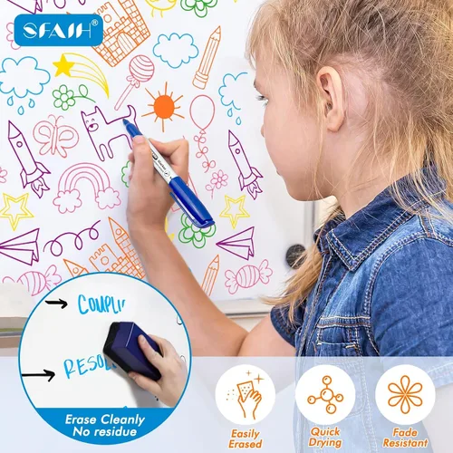 Vista 4 de SFAIH Fine Tip Dry Erase Markers - 15 Pack 15 Assorted Color Whiteboard Erasable Markers, Ideal for Classroom School Office Home Use on White Board