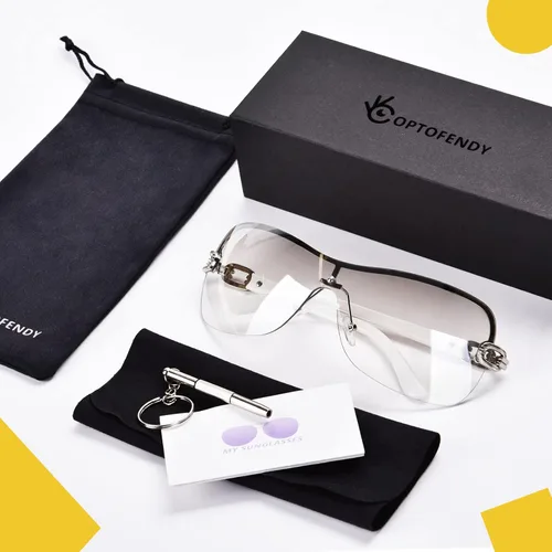 Vista 7 de OPTOFENDY Y2K - Lentes de sol para mujeres y hombres, lentes de sol de moda para hombres
