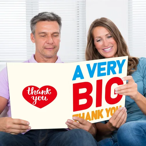 Vista 7 de Una Tarjeta de Felicitación Gigante de Agradecimiento Muy Grande con Sobre Tarjeta de Gratitud Gigante Gracias para Cumpleaños, Fiesta, Baby Shower