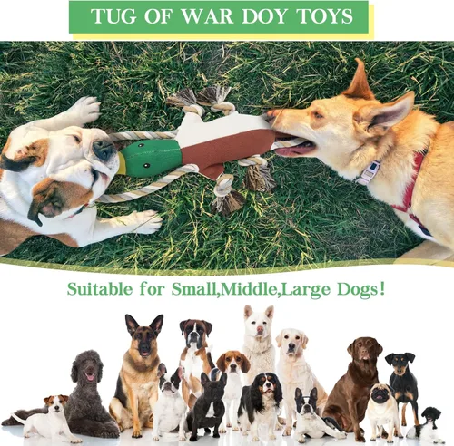 Vista 3 de Letsmeet Juguetes de Pato Actualizados para Perros para Masticadores Agresivos Juguetes para Cachorros con Papel Crujiente y Chirriador, Juguetes