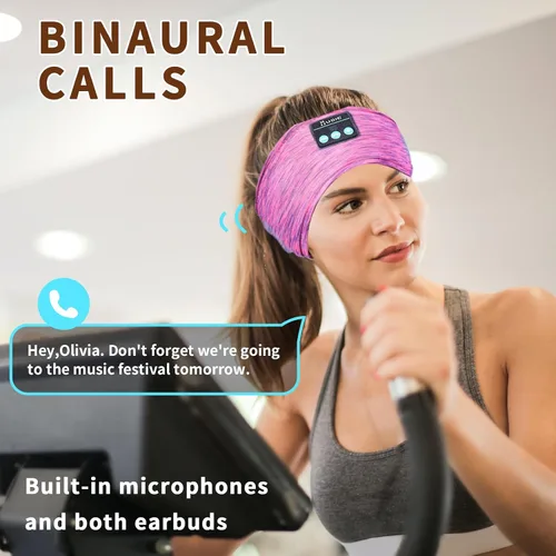 Vista 4 de Paquete de 2 auriculares inalámbricos para dormir con diadema rosa+rosa rojo