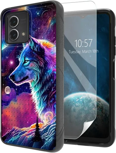 Vista 22 de Funda para Moto G Stylus 5G 2021 con protector de pantalla, a prueba de golpes, 2 en 1, parte trasera duradera de policarbonato duro texturizado