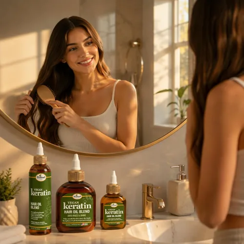 Vista 6 de Difeel Mezcla de aceite de queratina vegana para el cabello, antiencrespamiento y brillo, 8 onzas