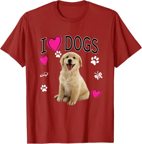 Vista 44 de Camiseta I Love Dogs - Camiseta Golden Labrador retriever, Azul Negro