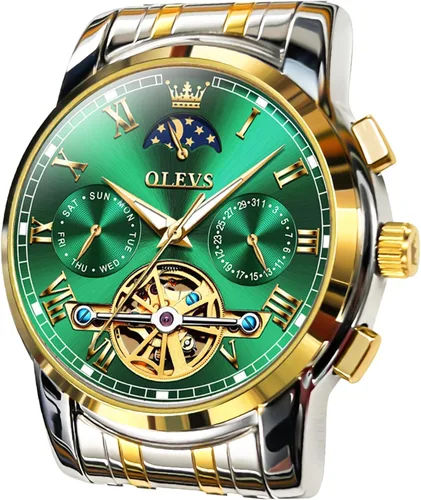 Vista 8 de OLEVS Relojes mecánicos automáticos para hombre de cuerda automática impermeables de acero inoxidable, relojes de pulsera de lujo costosos