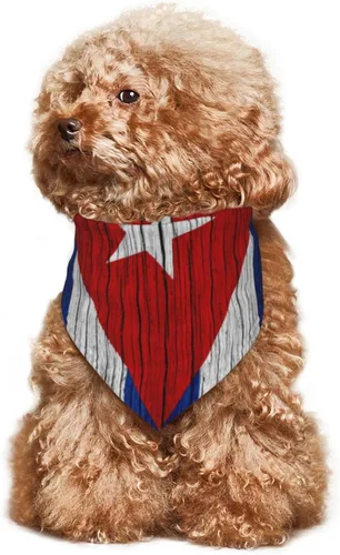 Vista 8 de Textura de madera bandera cubana perro bandana bufanda triángulo baberos accesorios mascotas gato pañuelo