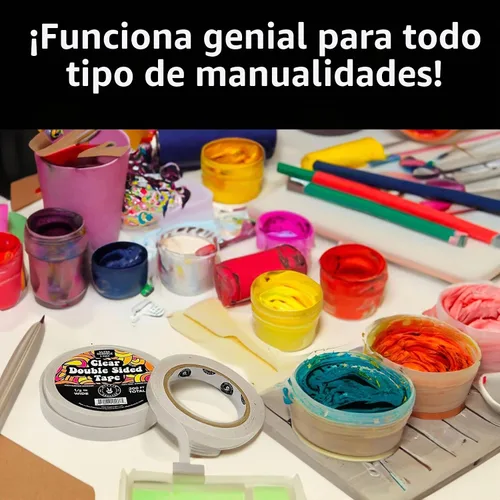 Vista 7 de HIPPIE CRAFTER Paquete de 5 cintas transparentes de doble cara, adhesivo resistente de 1/2 pulgada de ancho, cinta de montaje extraíble para Cinta