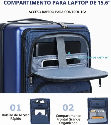Vista 4 de EMPSIGN Equipaje de mano 22x14x9 aprobado por aerolínea, 20 pulgadas Azul marino
