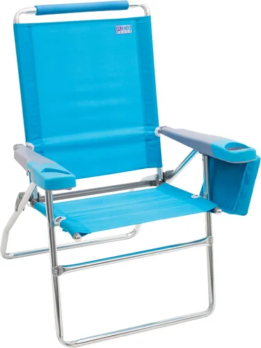 Vista 11 de Rio Brands Silla plegable de 17" de altura extendida con 4 posiciones para playa, camping y jardín, color azul/blanco/verde