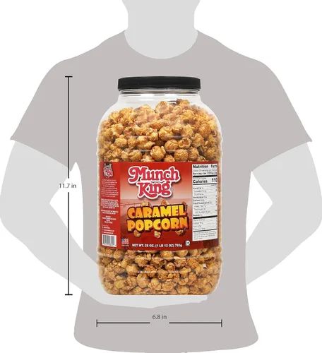 Vista 5 de Munch King Snacks Caramelo Palomitas de Maíz 28 oz. Barril