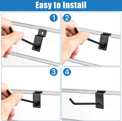 Vista 4 de 100 ganchos de pared de rejilla, ganchos resistentes de 4 pulgadas, ganchos para colgar en la pared de listones, accesorios de pared para garaje