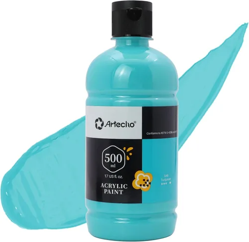 Vista 25 de Artecho Juego de pintura acrílica de 12 colores en envases grandes (500ml/17oz), pintura para manualidades artísticas para suministros de arte