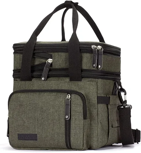 Vista 15 de MOV COMPRA Bolsas de almuerzo para hombres y mujeres, lonchera negra para adultos, para el trabajo, ampliable, a prueba de fugas, doble cubierta