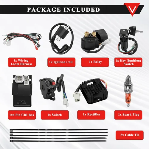 Vista 6 de PRO BAT Kit de arnés de cableado eléctrico de CA ATV con cable de cobre completo Para 150CC 200CC 250CC 300CC Motor Go Kart ATV Pit Dirt Quad Bike