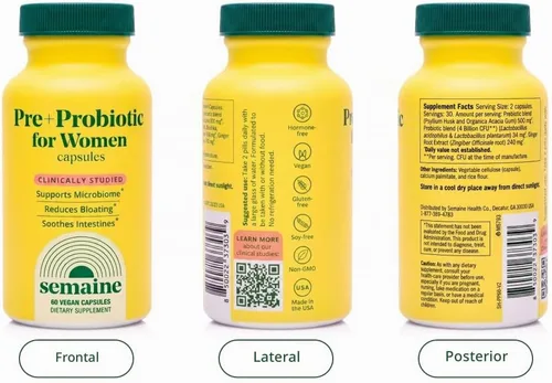 Vista 10 de Semaine: super prebiótico + probiótico para mujeres, fórmula multi-acción efectiva 3-en-1 para nutrir la salud intestinal, aliviar el SII, apoyar
