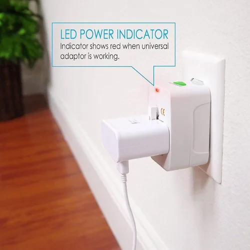 Vista 3 de Convertidor de adaptador de corriente universal portátil en todo el mundo, todo en uno, cargador de pared de viaje internacional fuera del país