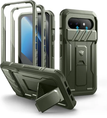 Vista 8 de Dexnor Funda para Google Pixel 9 Pro XL con cubierta deslizante para cámara y protector de pantalla integrado y soporte de alta resistencia, funda