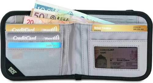 Vista 5 de Pacsafe Rfidsafe V100 - Cartera plegable con bloqueo RFID antirrobo, Negro -, Rfidsafe V100 - Cartera plegable con bloqueo RFID antirrobo
