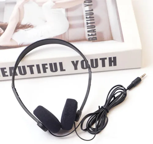 Vista 4 de Suzuki - Auriculares retro sobre la oreja, estéreo de alta fidelidad, color negro, diseño ligero con cable, auriculares de los años 80 y 90 con cable