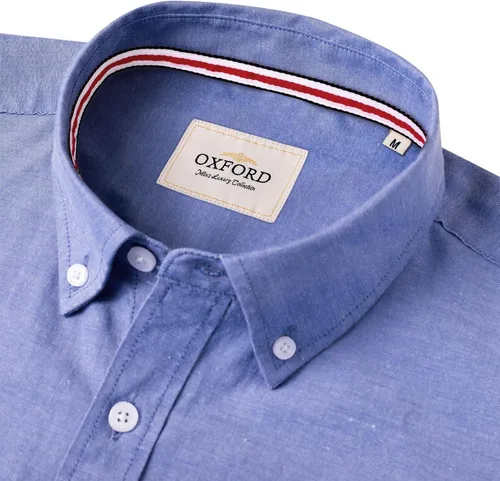 Vista 2 de Alimens & Gentle Camisa Oxford sólida de manga larga con botones y bolsillo para hombre