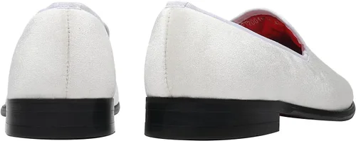 Vista 4 de ELANROMAN Mocasines para hombre, con bordado de terciopelo, sin cordones, para fiesta, boda, baile de graduación
