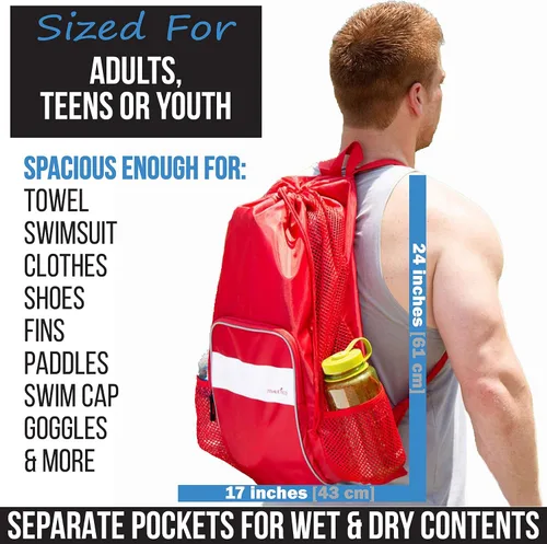 Vista 2 de Athletico - Bolsa de malla para piscina, con compartimentos para contenidos húmedos y secos ideal para natación, playa, campamento y más.