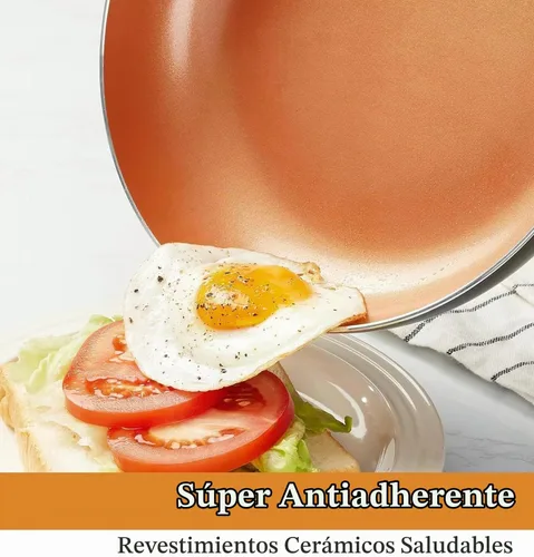 Vista 2 de KOCH SYSTEME CS Sartén Pequeña con Tapa - Sartén antiadherente de cobre de 8" para horno y estufa, sartén pequeña con revestimiento cerámico, sartén