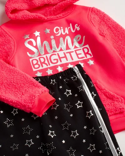 Vista 2 de My Destiny Conjunto deportivo para niñas 4 piezas Sherpa con capucha tamaño bebébebéniña