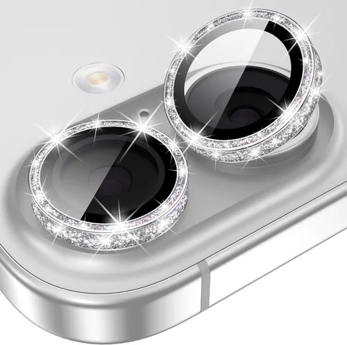 Vista 29 de YWXTW Protector de lente de cámara para iPhone 15/15 Plus/16e/ 17e, anillo de metal antiarañazos individual protector de pantalla de vidrio templado