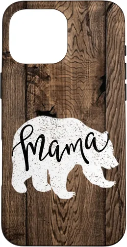 Vista 19 de Woodgrain Rustic Farmhouse Shiplap Brown Wooden Mama Bear Case for iPhone 17