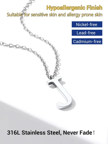 Vista 6 de PROSTEEL Collares con inicial para mujer, chapado en oronegro, acero inoxidable 316 A-Z, joyería con nombre, ajustable de 20 a 22 pulgadas, viene