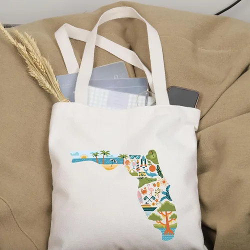 Vista 5 de PWHAOO Florida State Souvenirs Gift Florida Tote Bag Florida Home Bolso Florida Turismo Regalo de vacaciones Florida Regalo de vacaciones, Florida T