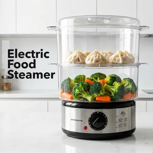 Vista 4 de OVENTE - Vaporizador eléctrico de 2 niveles, acero inoxidable de 5 cuartos