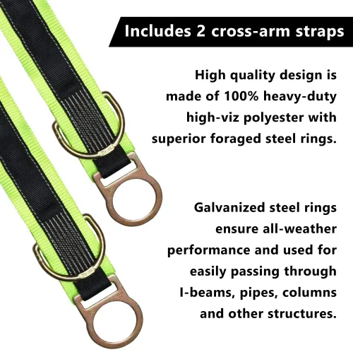 Vista 4 de AFP Sistema de línea de vida horizontal Cuerda de protección temporal para 4 hombres de 100 pies con dos correas de brazo cruzado, absorbente