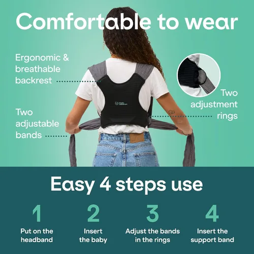 Vista 3 de Koala Babycare Portabebés, fácil de llevar como camiseta, portabebés original para recién nacidos hasta niños pequeños, cabestrillo talla única