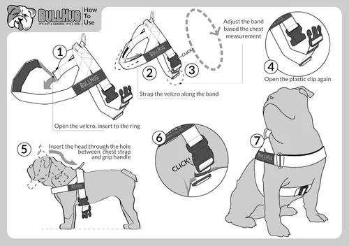 Vista 3 de BULLHUG Arnés Hecho para perros de pecho más grande como bulldogs ingleses, bulldogs franceses, pugs y más. Evita que los perros tiren y se