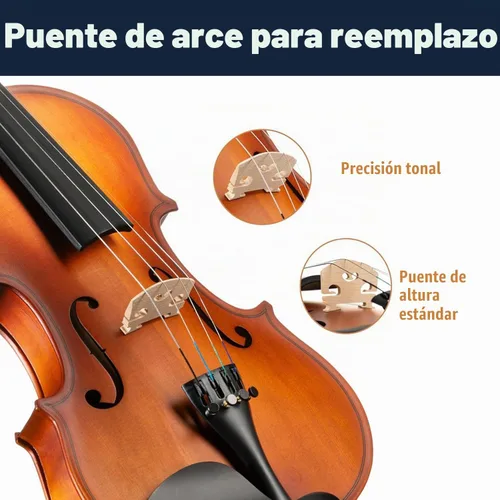 Vista 4 de Mendini by Cecilio Juego de viola de madera maciza de 14 pulgadas para principiantes - Kit de viola acústica tallada a mano con estuche rígido Satén