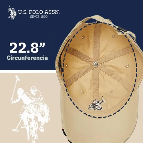 Vista 6 de Concept One US Polo Assn. Dad - Gorra de béisbol ajustable con logotipo de caballo bordado con rayas diagonales Caqui