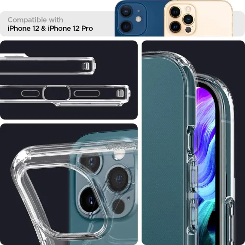 Vista 3 de Spigen Funda de cristal líquido compatible con iPhone 12 Pro y compatible con iPhone 12, transparente