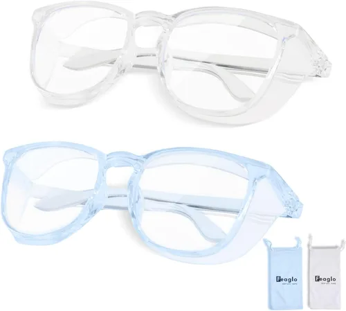 Vista 11 de Feaglo Lentes de seguridad, antivaho para mujeres y hombres, bloqueo de luz azul, elegantes gafas de protección para los ojos, escudo lateral