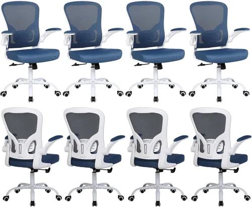 Vista 21 de Flysky Silla ergonómica de escritorio para oficina en casa, soporte lumbar, silla giratoria de malla transpirable para computadora con ruedas y Negro